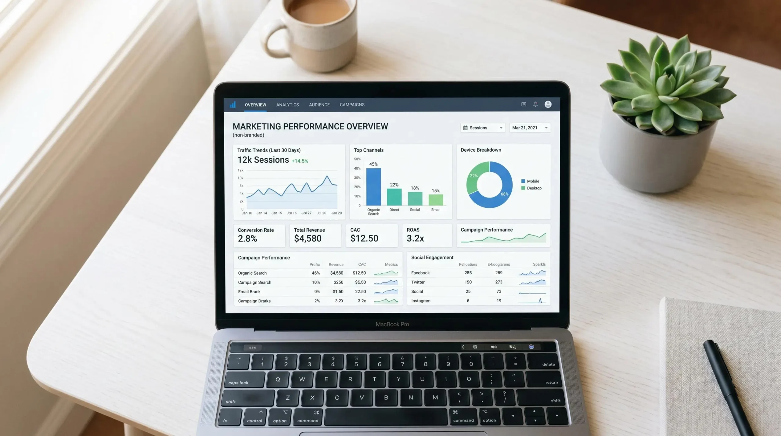 Vue analytique d'un tableau de bord publicitaire Amazon avec courbes de performance et indicateurs ACOS en baisse